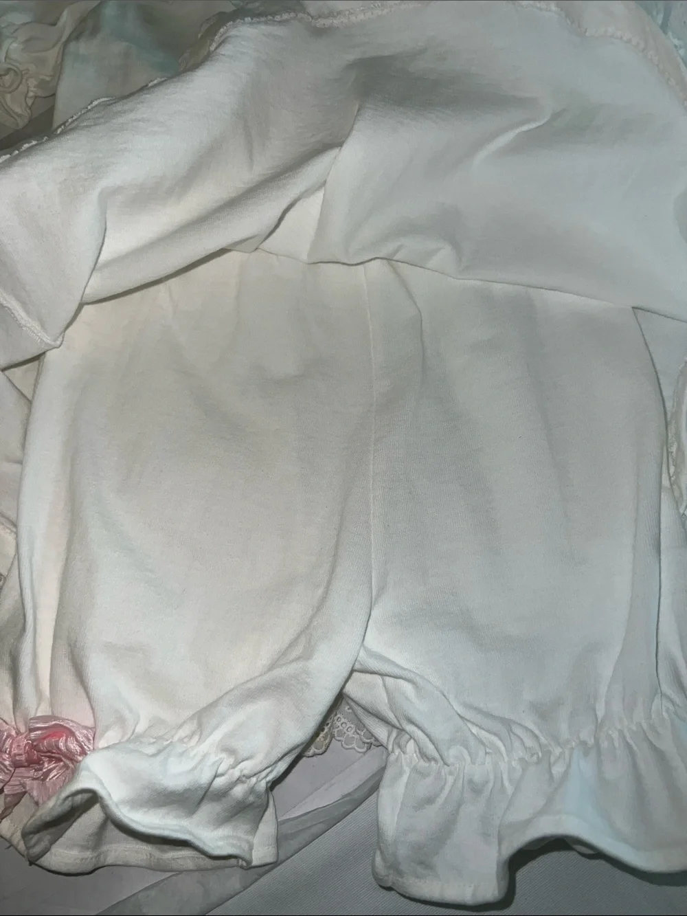 Cottagecore White Lace Trim Two-Piece Set with Pink Accents​